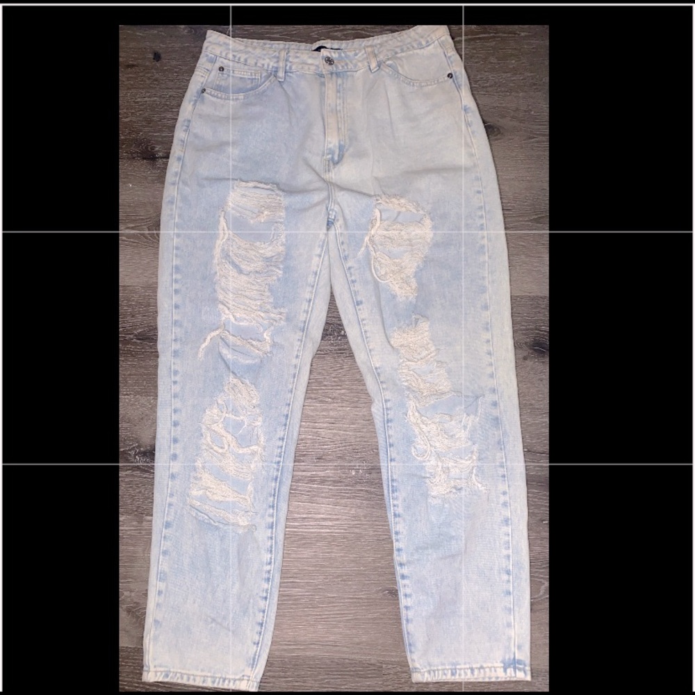 High rise mom ripped jeans